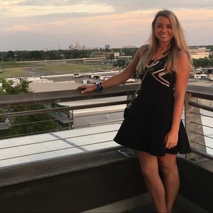 EXPRESS | TRIBAL SKATER SEQUIN TOP BLACK/WHITE DRESS | SIZE XS